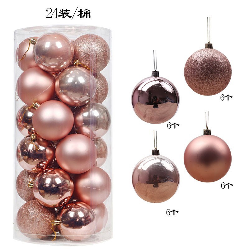 christmas ball 24 pcs 3cm4cm6cm8cm barrel colorful ball plastic plating balls christmas tree decorations wholesale Item Picture