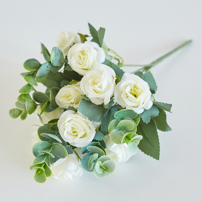 artificial flower eucalyptus exquisite rose artificial flower dining table small rose silk flower small handle rose hotel ornamental flower wholesale Application Scenario