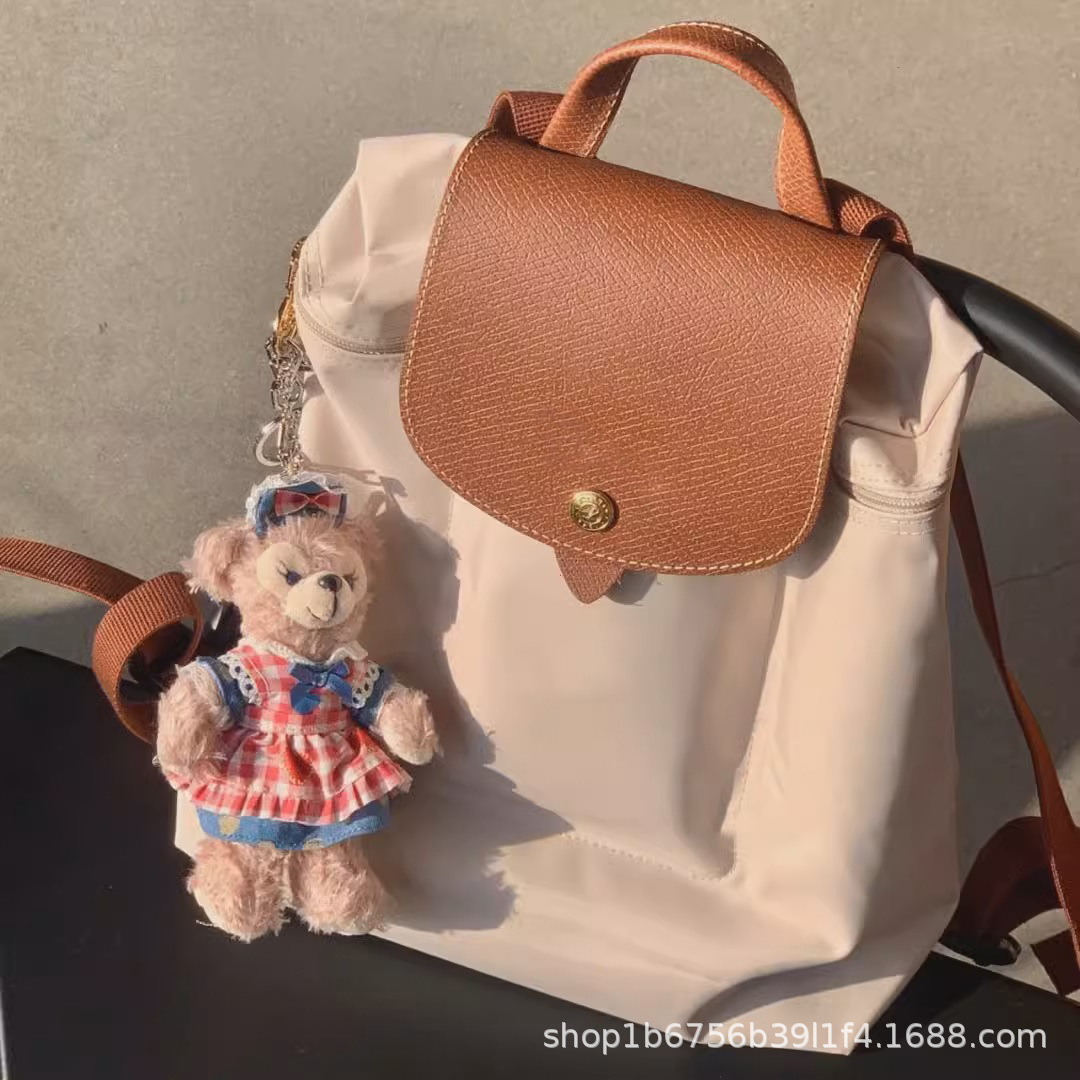longchamps bag 70 th anniversary commemorative backpack nylon schoolbag waterproof folding casual and lightweight women's schoolbag backpack fashion Item Picture