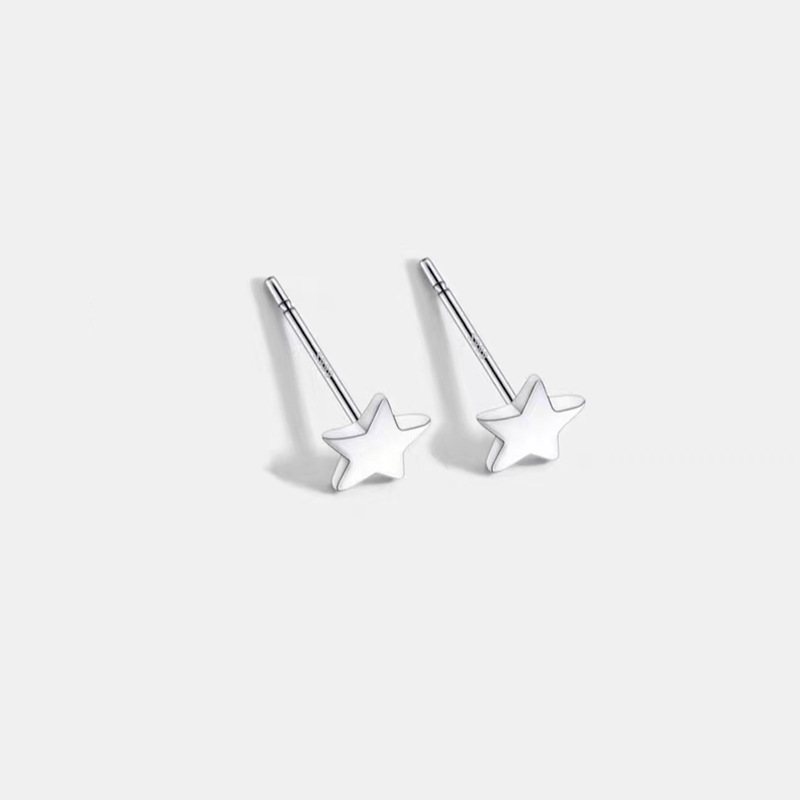 earrings 999 sterling silver light luxury high-grade pure silver ear stretcher simple silver earrings silver needle silver beans ladies auricular needle Application Scenario