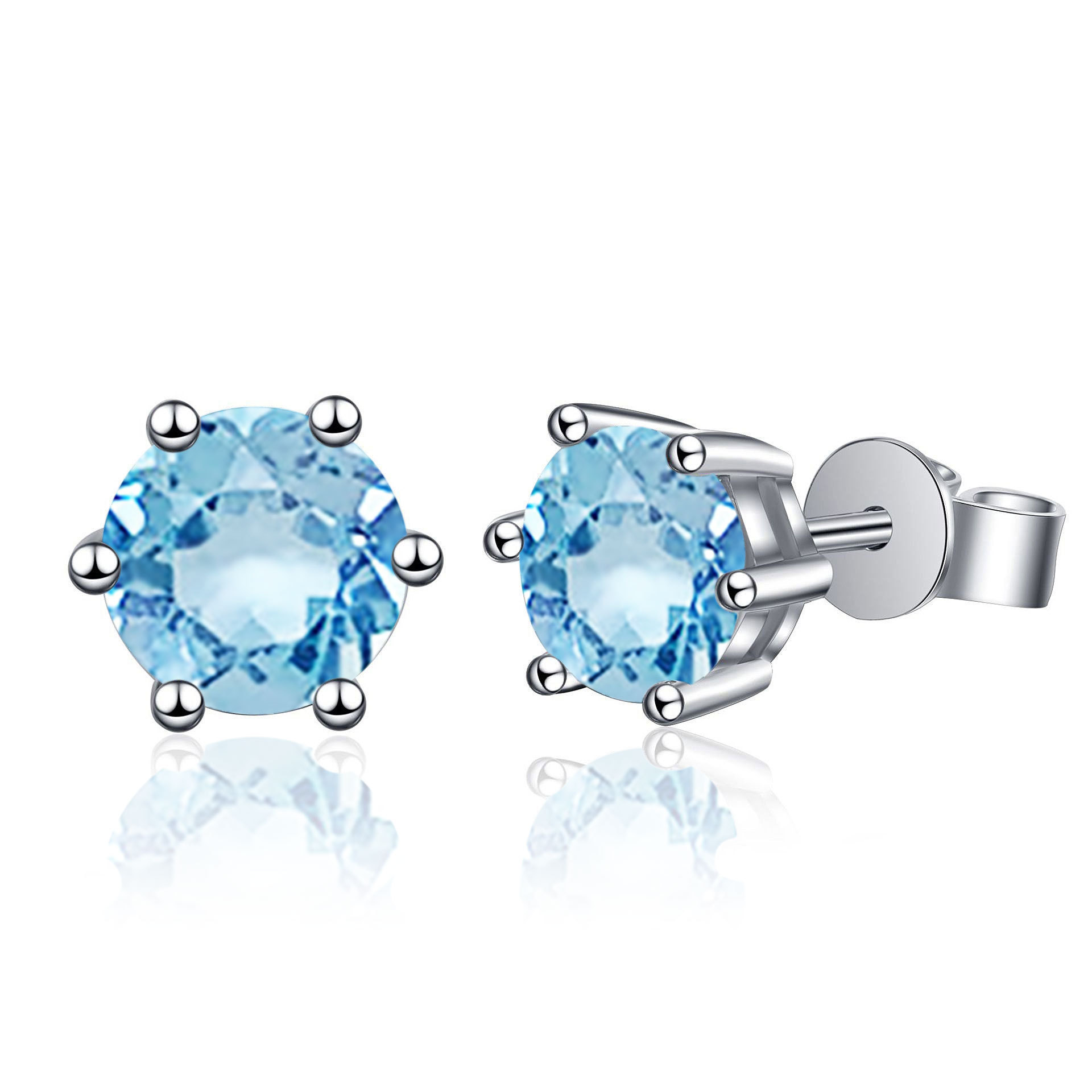 cross-border hot moissanite fashion elegant style classic six-claw stud earrings for women 925 sterling silver gold plated ear rings wholesale details Picture
