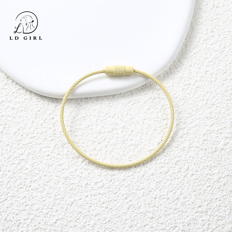 candy color colored wire rope ring diy keychain accessory accessories girl heart ins key ring circle tag hanging buckle Specification drawing