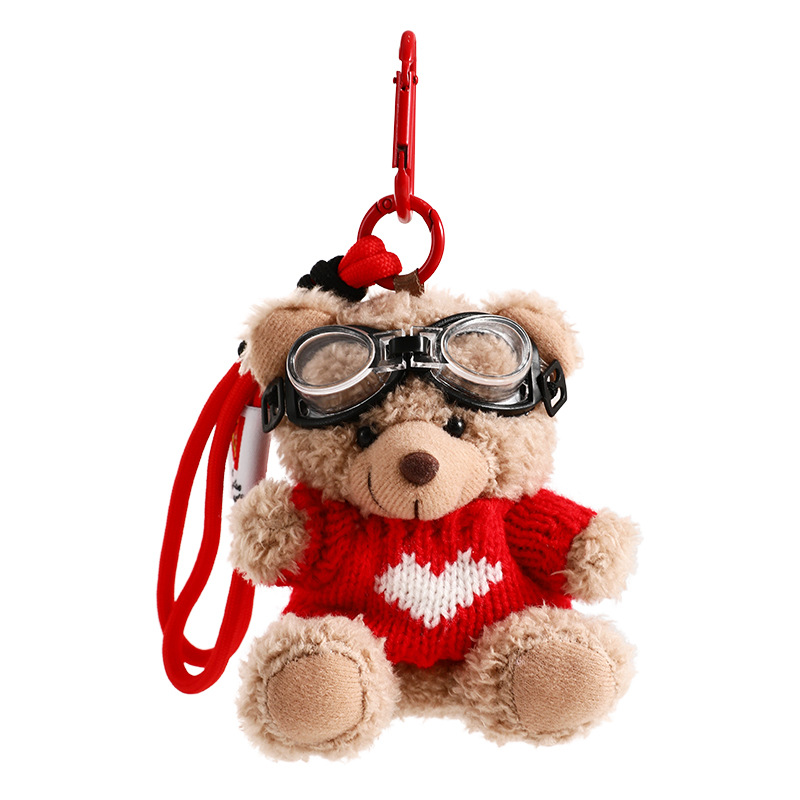 creative plush trendy cool bear students' school bag pendant doll cute couple keychain cartoon small gift wholesale Item Picture