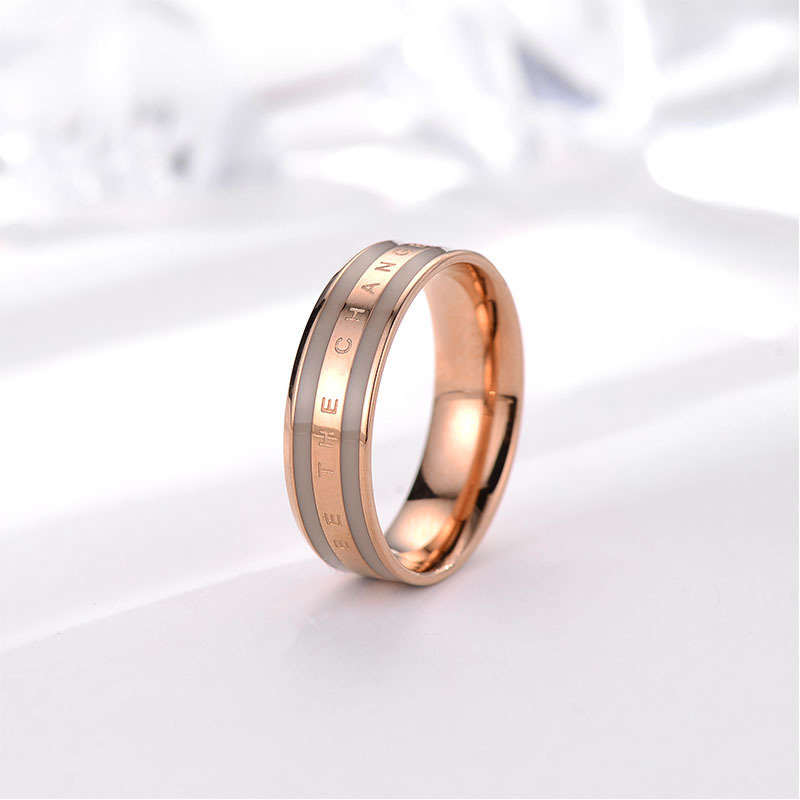 titanium steel ring women's japanese and korean-style simple niche ring ins non-fading diamond-embedded couple ring korean-style couple rings rings Item Picture