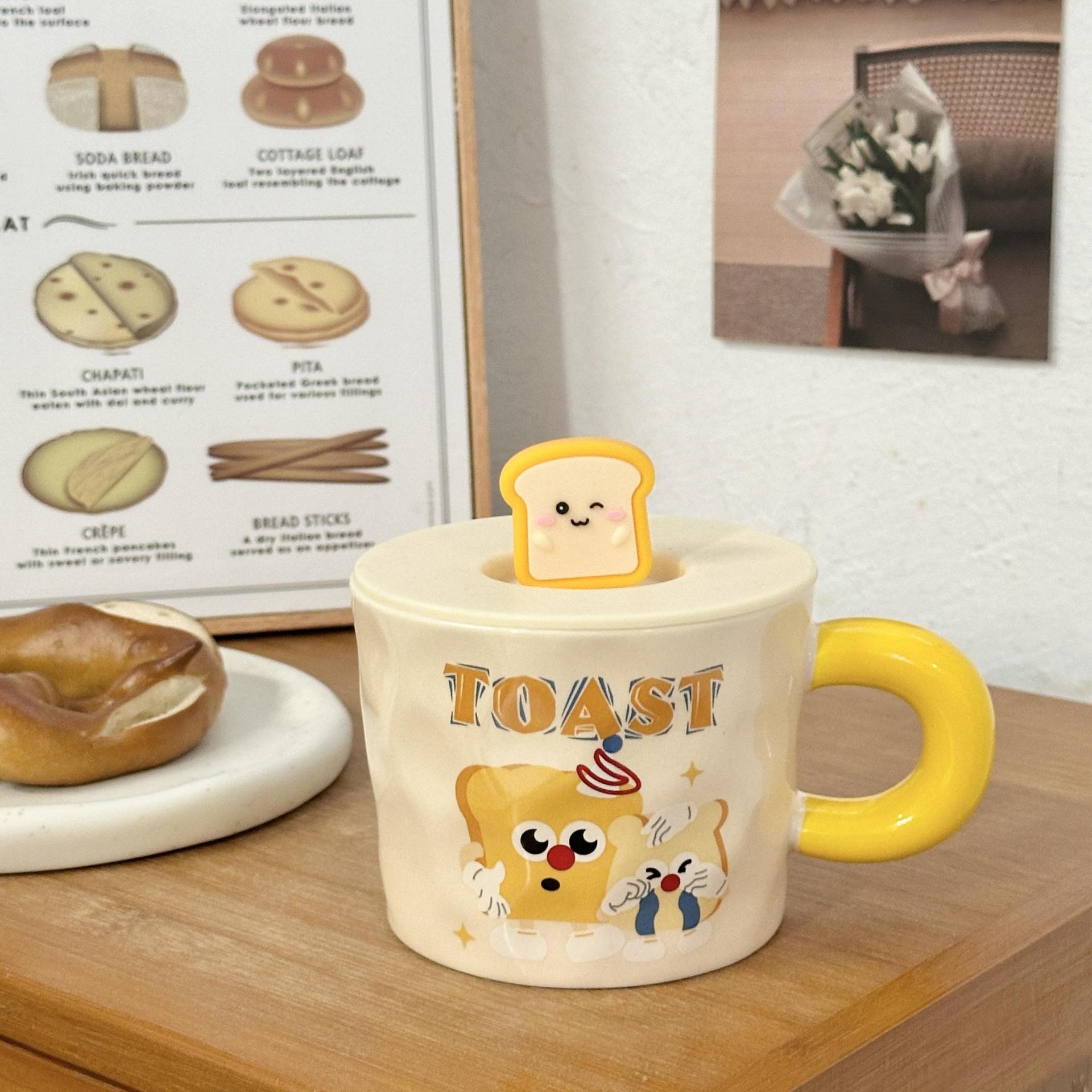 cute cartoon mug ceramic cup with lid girl good-looking office water glass practical birthday gift Application Scenario