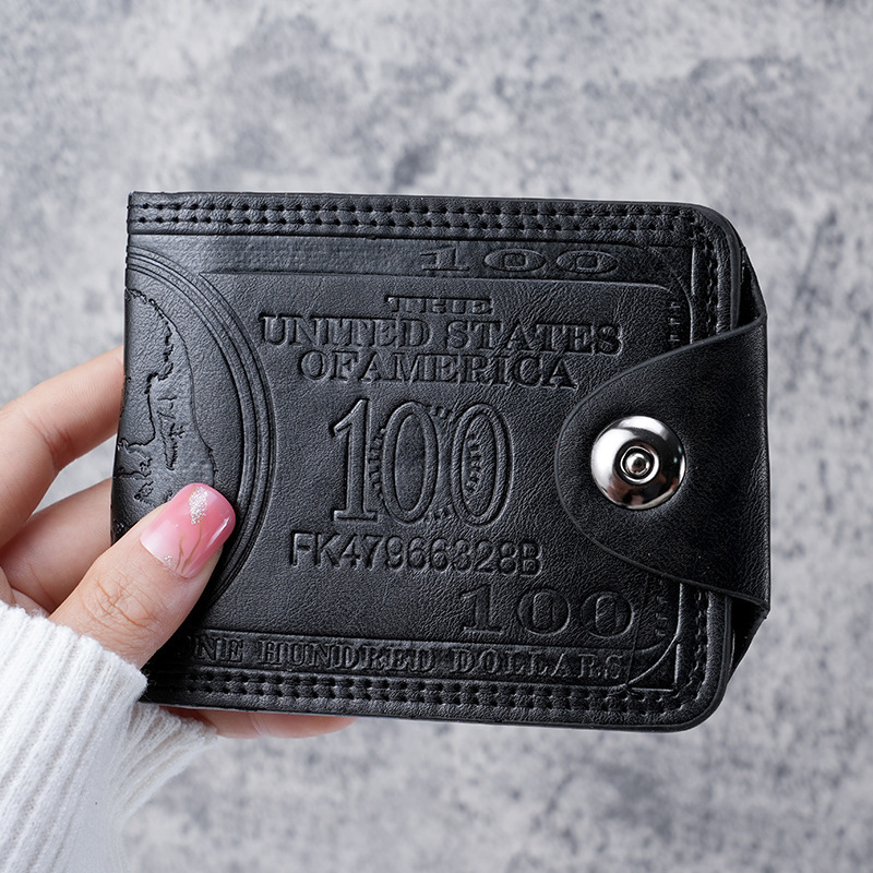 retro business dollar folding card clamp multiple card slots driver's license wallet multi-functional pu men's short wallet wholesale details Picture