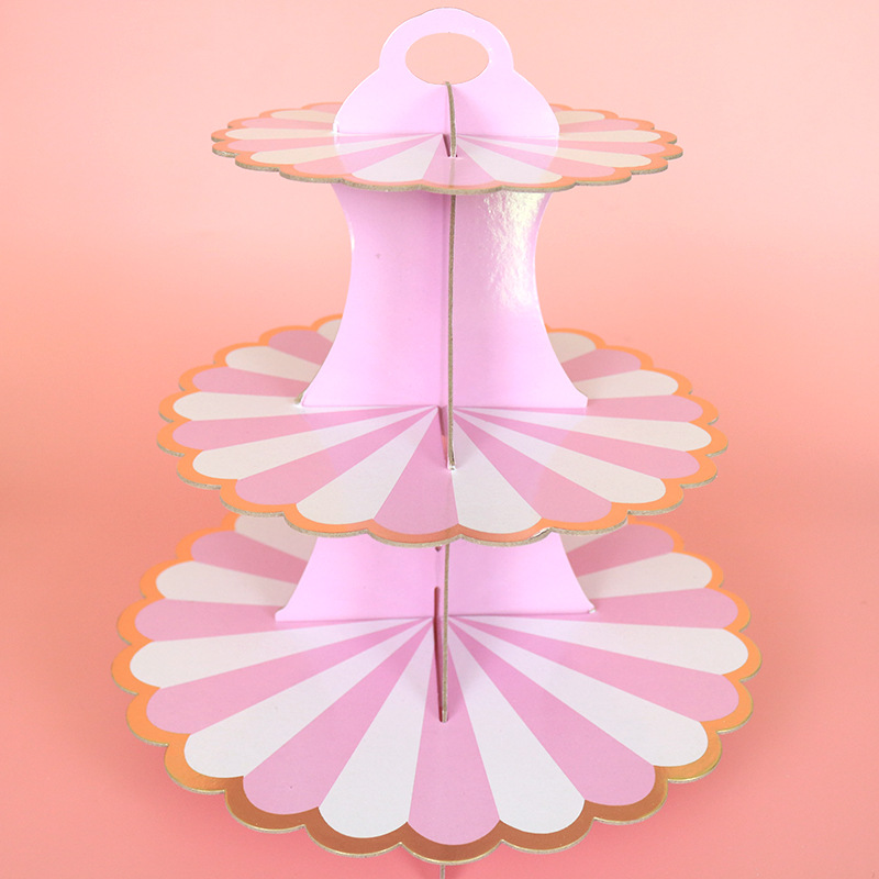 disposable multi-layer paper cake rack three-layer gilding dessert table cake decoration multi-layer dessert stand Specification drawing