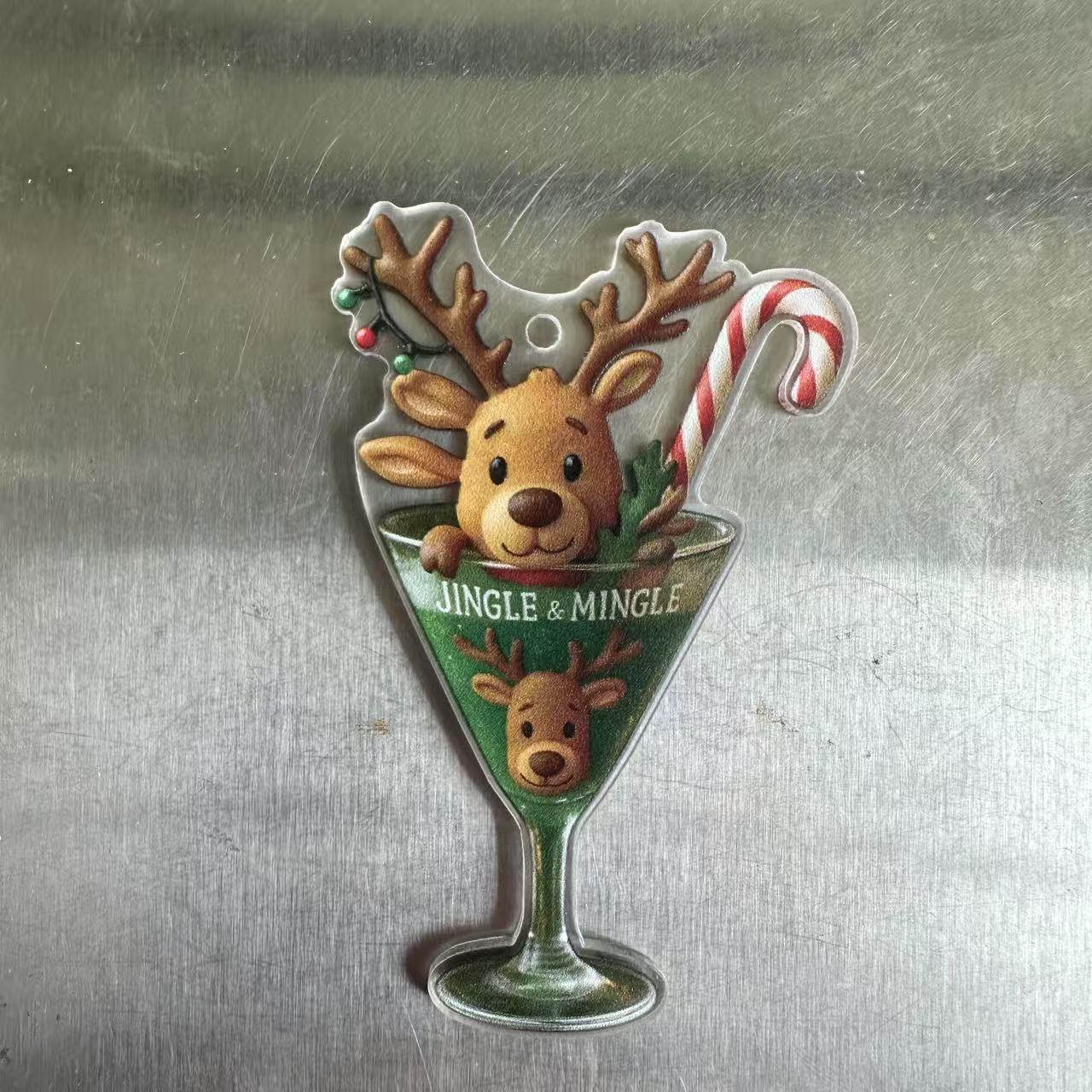 cross-border new christmas drink cup ornament interesting christmas decoration small gift christmas tree acrylic pendant Specification drawing