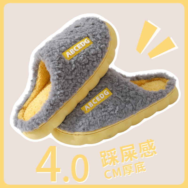 cotton slippers 2025 new comfort fleece-lined home indoor all-match plush warm girl hot cotton-padded shoes women's home Item Picture
