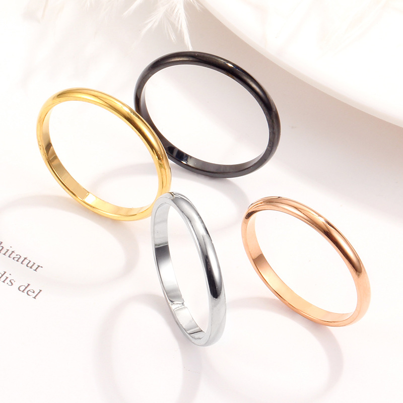 european and american new fashion simple glossy titanium steel ring 18k rose gold plated spherical stainless steel couple ring female details Picture