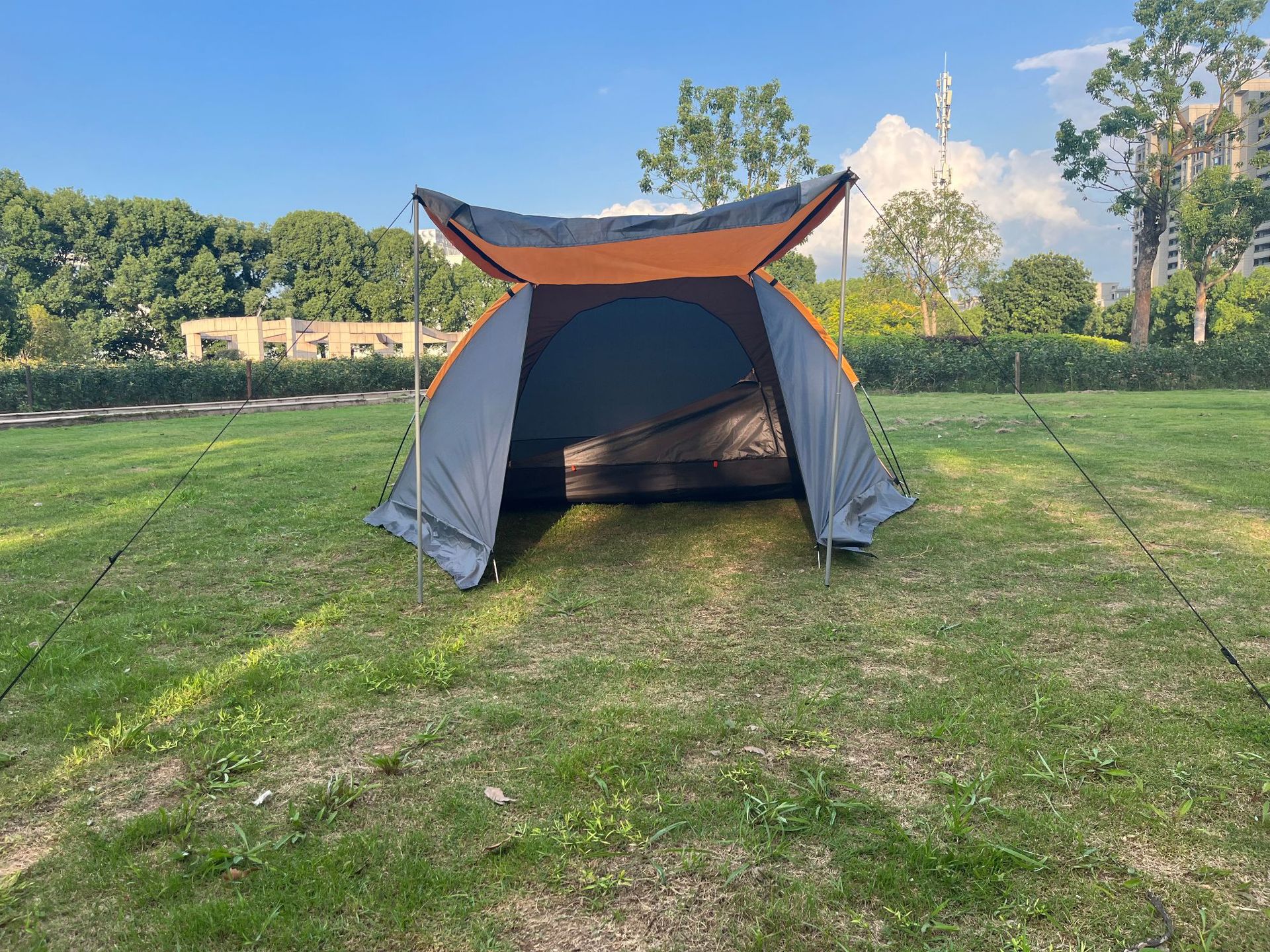 tute outdoor camping tent fiber glass pole extended tent double-layer rainproof camping hiking climbing tent details Picture