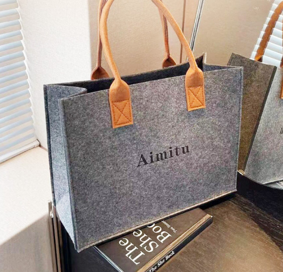 2025 felt handbag internet celebrity enterprise gift bag ad bag trendy simple large capacity felt tote bag Specification drawing