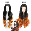 kimetsu no yaiba wig ghost kitchen door nezuko cos wig long hair brown women's curly hair cosplay Specification drawing