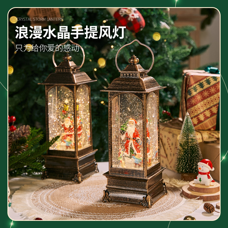 new christmas gift glowing snow music box santa claus storm lantern christmas tree decoration ornaments small night lamp details Picture