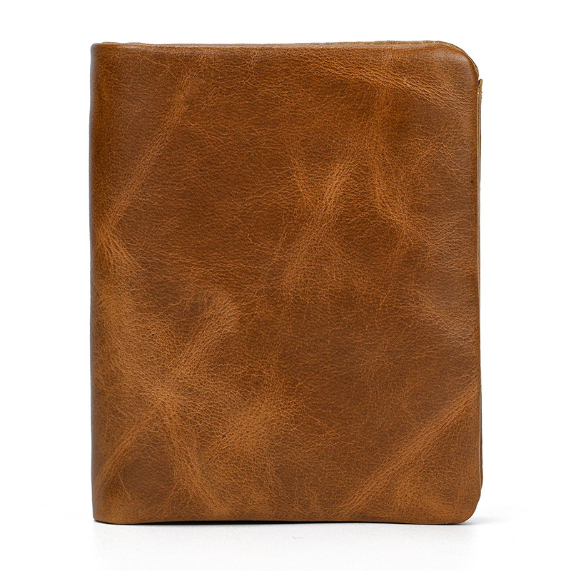 genuine leather small wallet advanced oily leather men's and women's bi-fold wallet coin purse first layer cowhide multiple card slots coin pocket Specification drawing