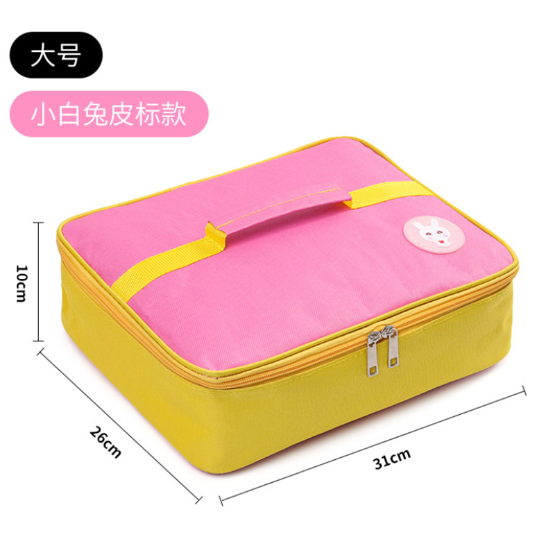 factory direct sales student children lunch box hand bag flat lunch box handbag bento with rice aluminum film insulation bag details Picture