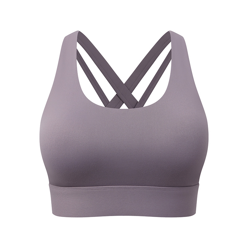 one-piece chest pad adjustable cross beauty back exercise bra fixed cup shockproof yoga fitness large size underwear full figure