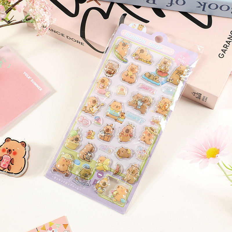 cartoon three-dimensional floating fun stickers crystal diamond children's decorative stickers 3d stickers cute relief stickers girl details Picture