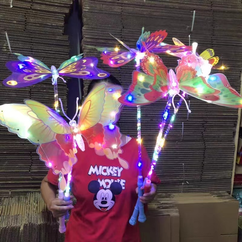 new internet celebrity luminous swing butterfly colorful flash handheld glow stick bounce ball stall supply toy wholesale full figure