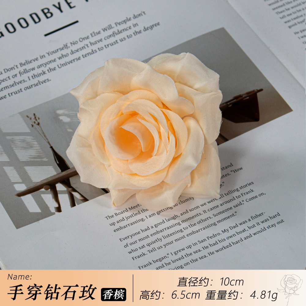 hand-worn diamond rose flower head wedding wedding background wall decoration wearing flower corsage garland accessories rose perianth wholesale Application Scenario