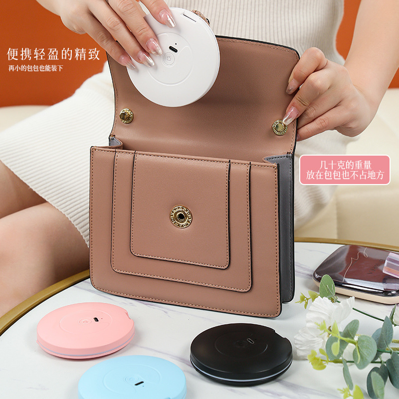 new mini portable led luminous makeup mirror round stackable with light cosmetic mirror printable logo Specification drawing