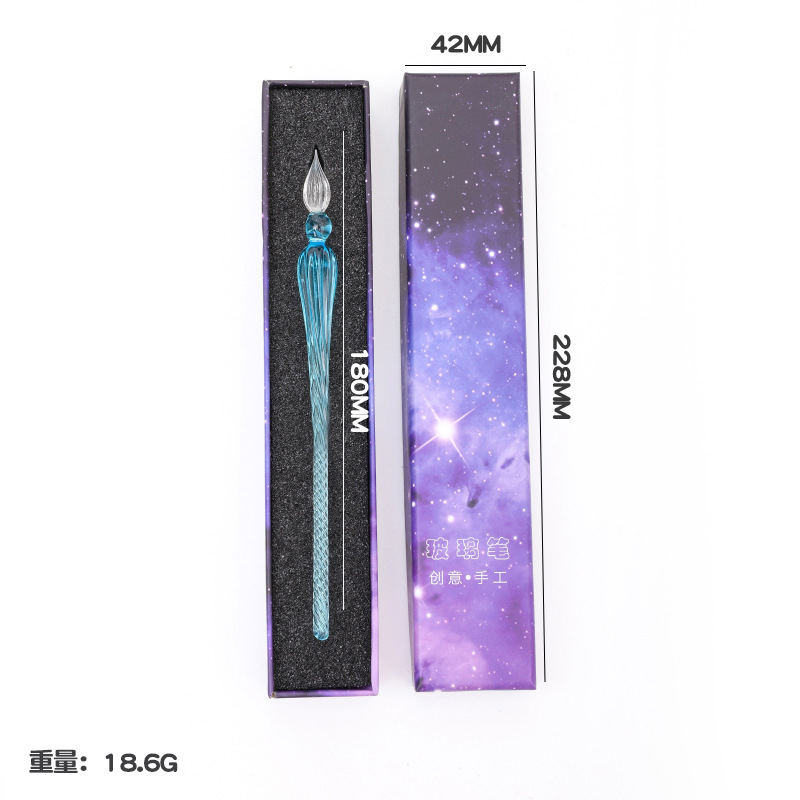 free starry sky pen glass pen gradient color gift set water pen business gift pen crystal pen for students Item Picture