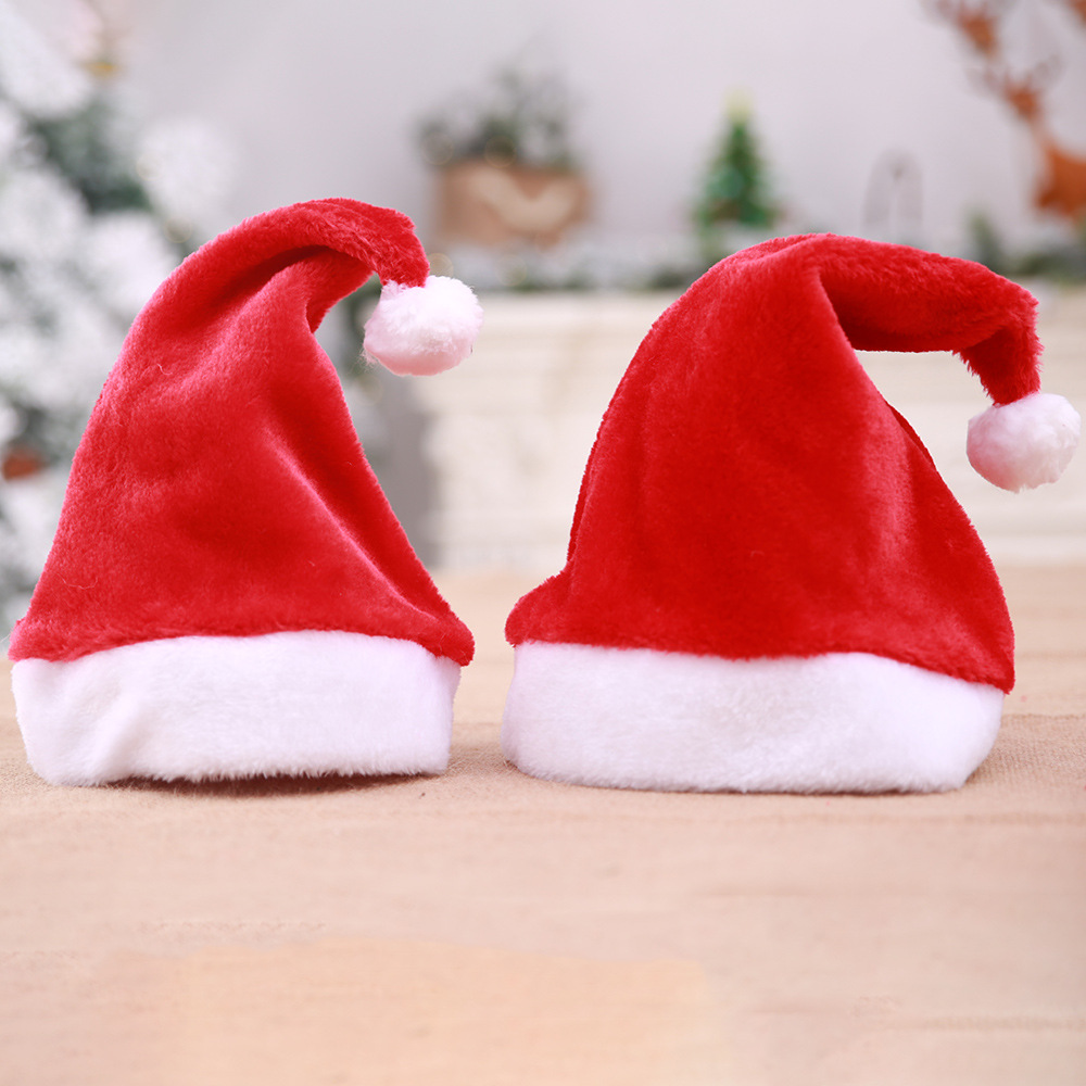 christmas decoration supplies high-end christmas short plush hat christmas product adult christmas hat party dress up full figure
