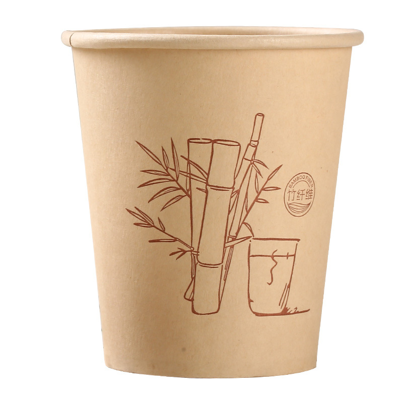 factory paper cup wholesale thickened hardened bamboo fiber natural color 9 oz paper cup household business disposable paper cup Item Picture
