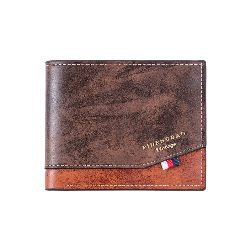 cross-border new men's wallet two fold thin retro fashion wallet pu leather clip dollar handbag wholesale wallet details Picture