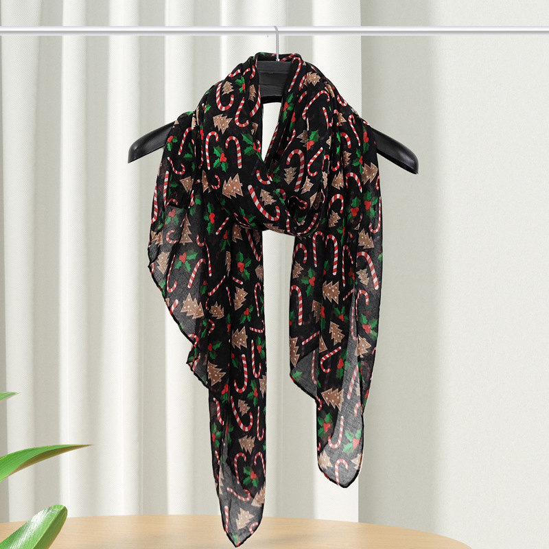 christmas style cartoon printed scarf women's four seasons easy to match scarf large size scarf talma tide cross-border wholesale Application Scenario