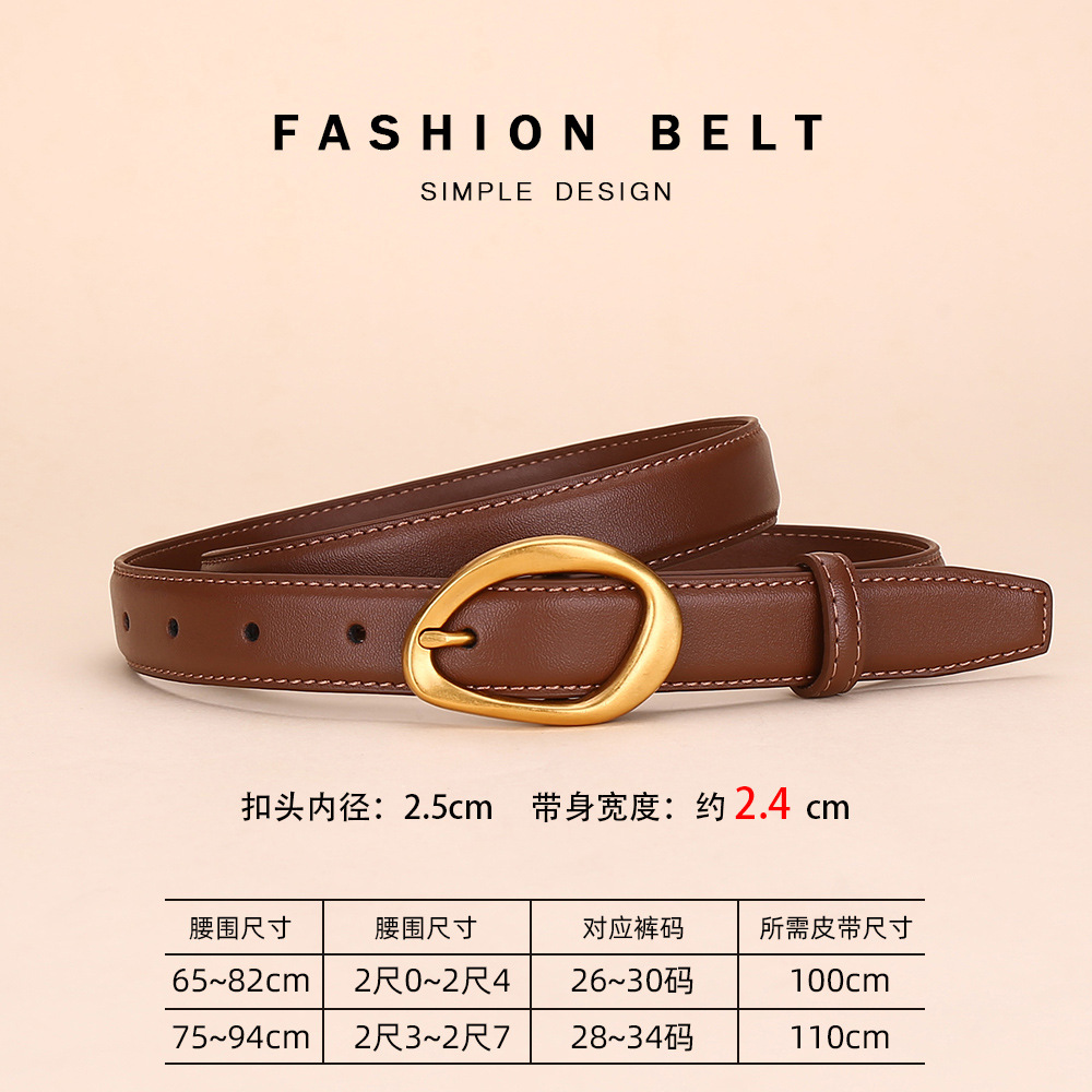 rose same style black belt women's special-interest design cowhide fashion all-match belt 2025 new pin buckle belt belt details Picture