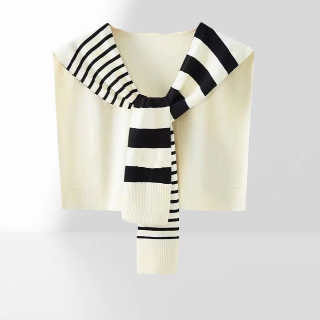 spring and autumn new striped shawl internet hot neck shoulder protection versatile ins style design sense women's outer knitted scarf 0 full figure