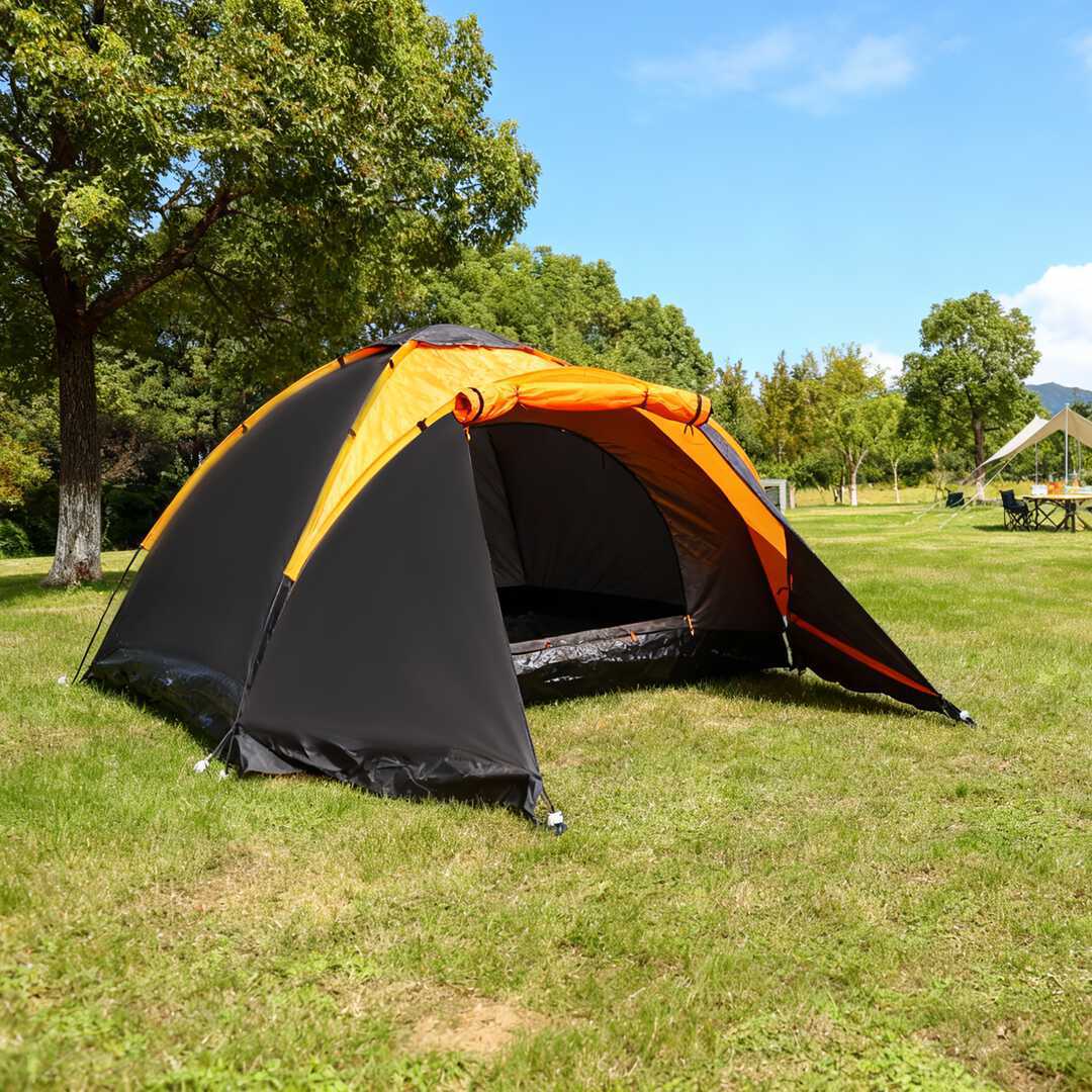 tute outdoor camping tent fiber glass pole extended tent double-layer rainproof camping hiking climbing tent full figure