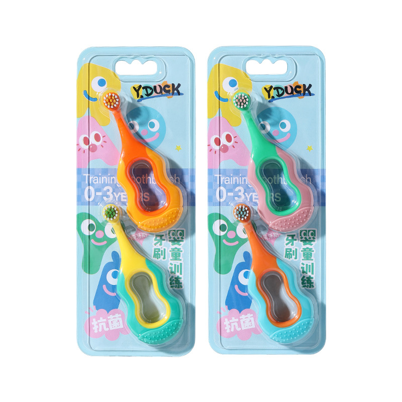 hierarchical tooth protection antibacterial children's toothbrush 2 pcs 0-3-6-9 years old infants baby soft-bristle toothbrush factory wholesale Item Picture