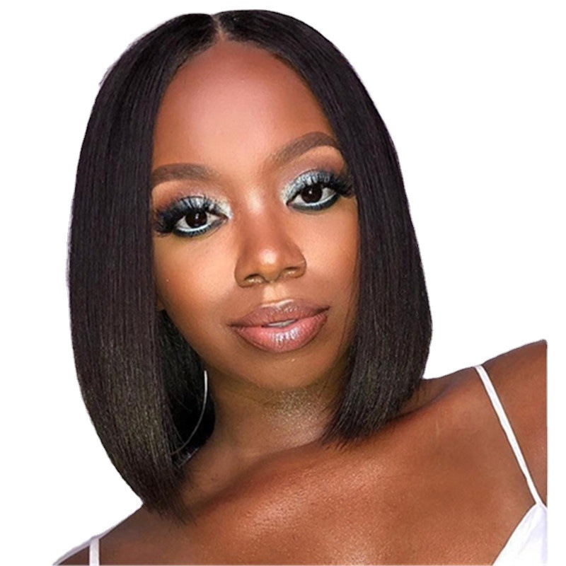 cross-border new wig female center-parted bangs short straight hair short hair bob wig foreign trade chemical fiber full-head wig Item Picture