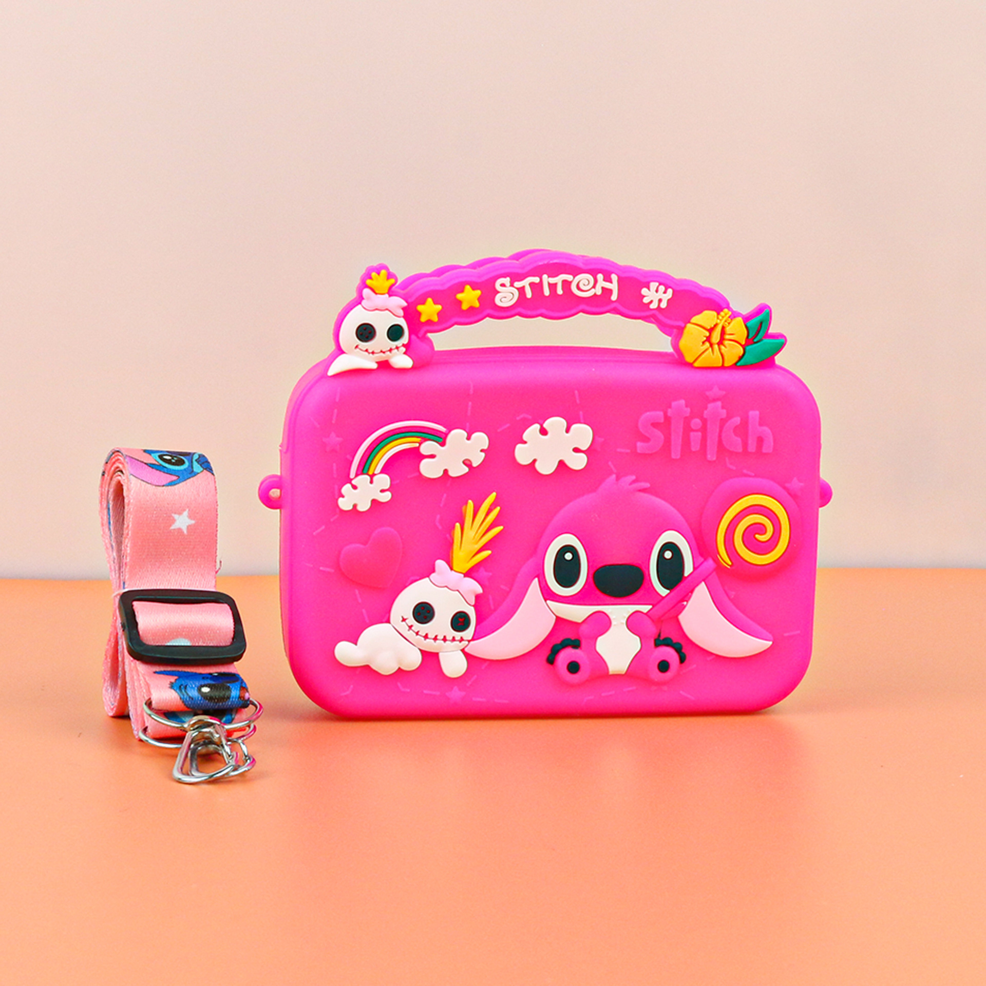 cartoon tote kid's messenger bag cute mini bag women's high sense silicone coin purse storage earphone bag details Picture