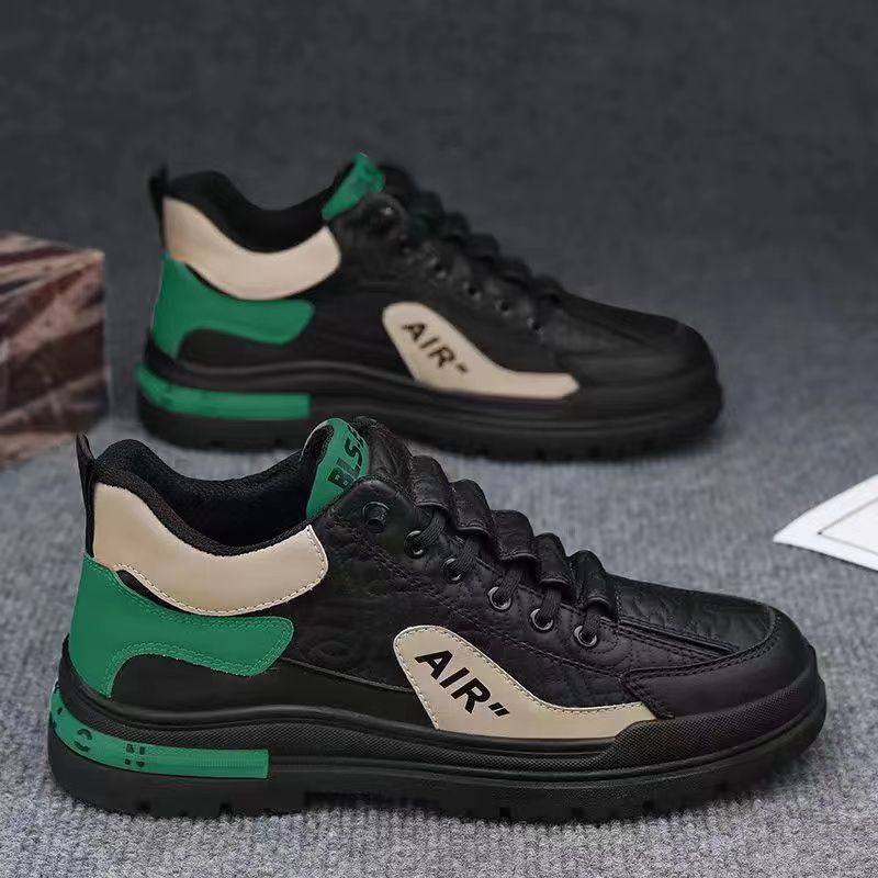 men's shoes new thick bottom work shoes shoes casual sneakers new fashion versatile trendy shoes mid-top outdoor climbing boots details Picture