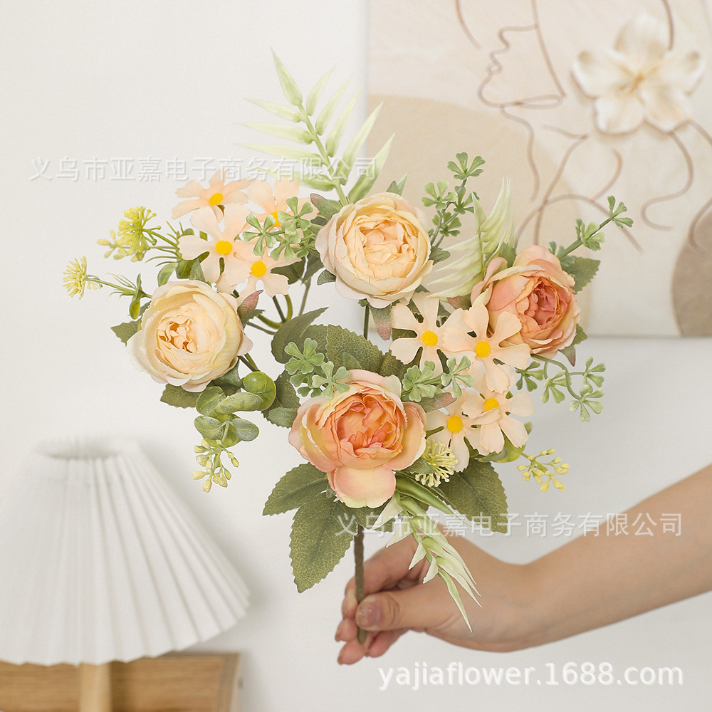 artificial mage peony bouquet home ornamental flower flower arrangement bridal bouquet art decoration pastoral wedding ceremony layout flower material details Picture