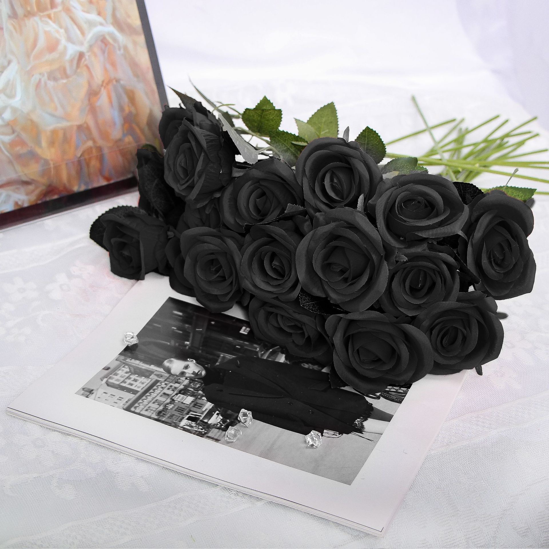 flannel artificial rose wholesale single artificial flower artificial silk flower wedding home furnishing valentine's day decoration bouquet wall Application Scenario