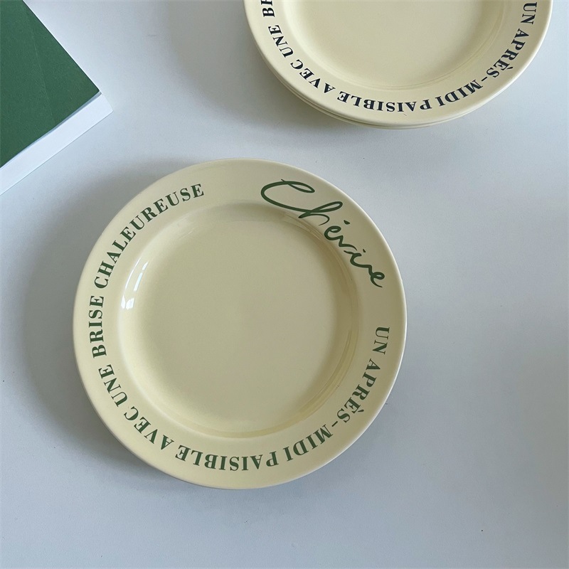creative cream tableware net red letter plate ins style ceramic plate good-looking breakfast plate dessert western cuisine plate Item Picture