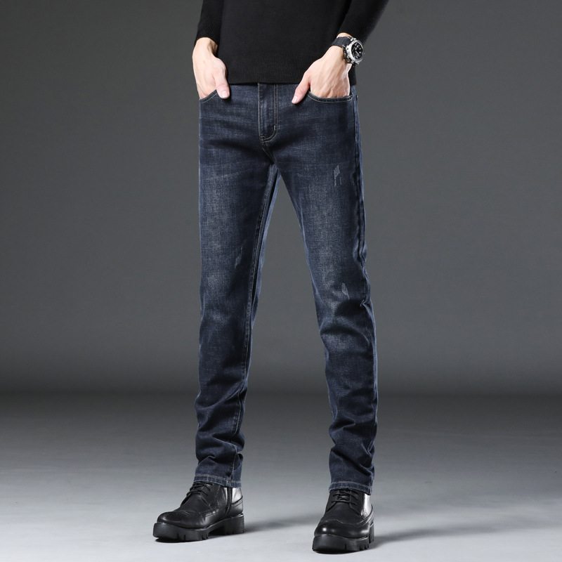 xintang autumn and winter new jeans men's slim fit straight men's pants business casual men's trousers long pants celebrity same style details Picture