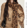 [chun zi] millennium style vintage leopard print silk scarf women's thin printed hot girl scarf fashion hong kong style shawl details Picture