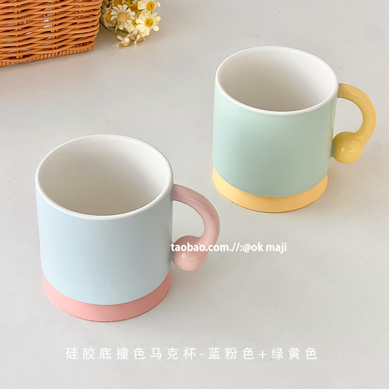 ok maji good-looking simple mug ceramic niche couple cup household drinking oats dessert cup details Picture