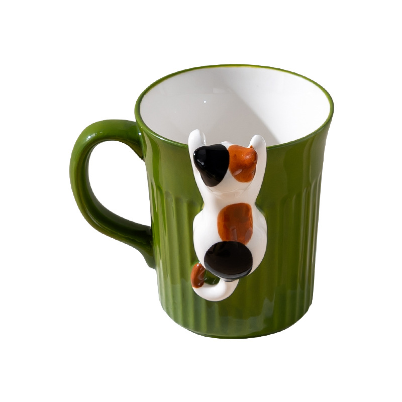 cute cartoon  ceramic cup relief cute water cup ins style breakfast cup couple's cups good-looking mug Item Picture
