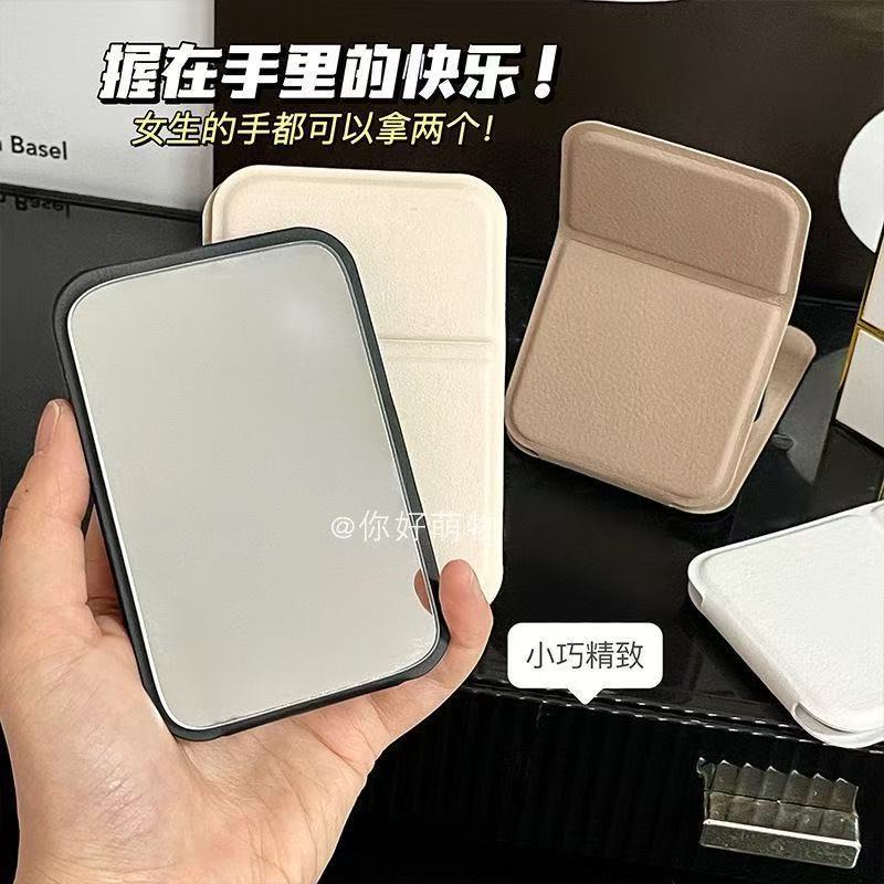 ins style makeup mirror student dormitory clear makeup mirror travel portable portable small mirror folding mirror black details Picture