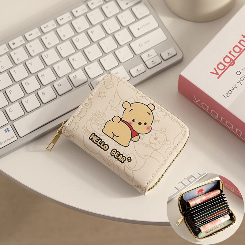 new 2023 expanding card holder zipper wallet certificate good-looking high-grade children student waterproof bear female male details Picture