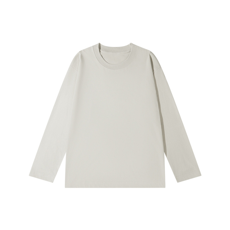 siskin knitted | autumn new 230g cotton long-sleeved t-shirt round neck top clothes white bottoming shirt men wholesale Application Scenario