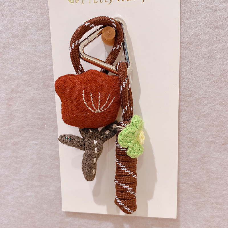 hd10145a06 fabric mori artistic mushroom bunny doll car keychain mobile phone charm bag ornaments for women Application Scenario