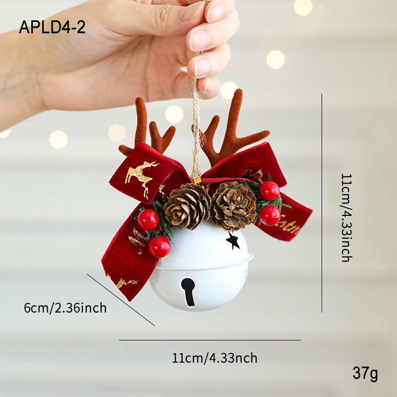 cross-border jingling bell antlers bowknot pine cone bell mixed pendant christmas tree window hanging car ornaments decoration Specification drawing