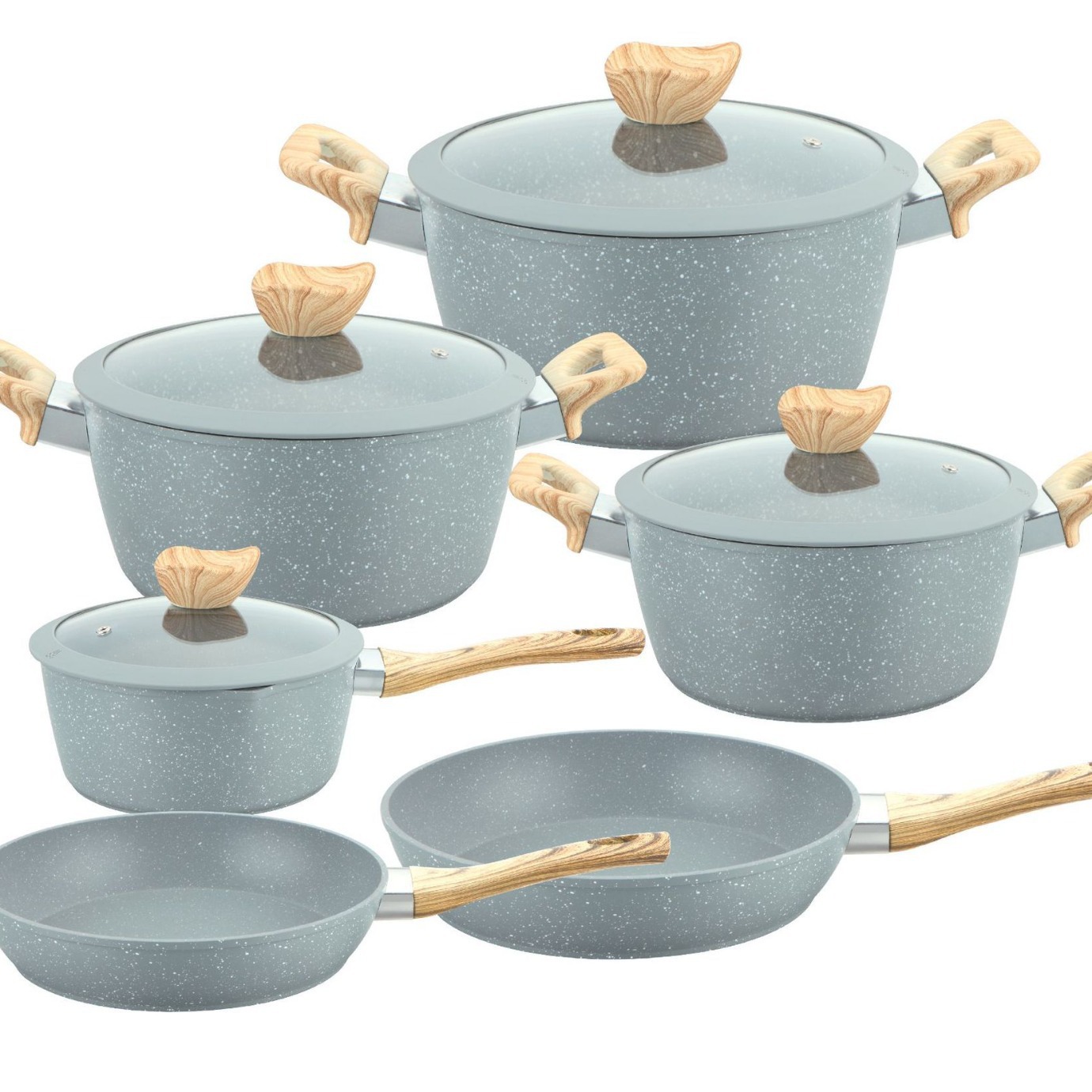 medical stone wok and soup pot frying pan milk pot pot set marble non-stick pan induction cooker gas stove non-pick stove Item Picture